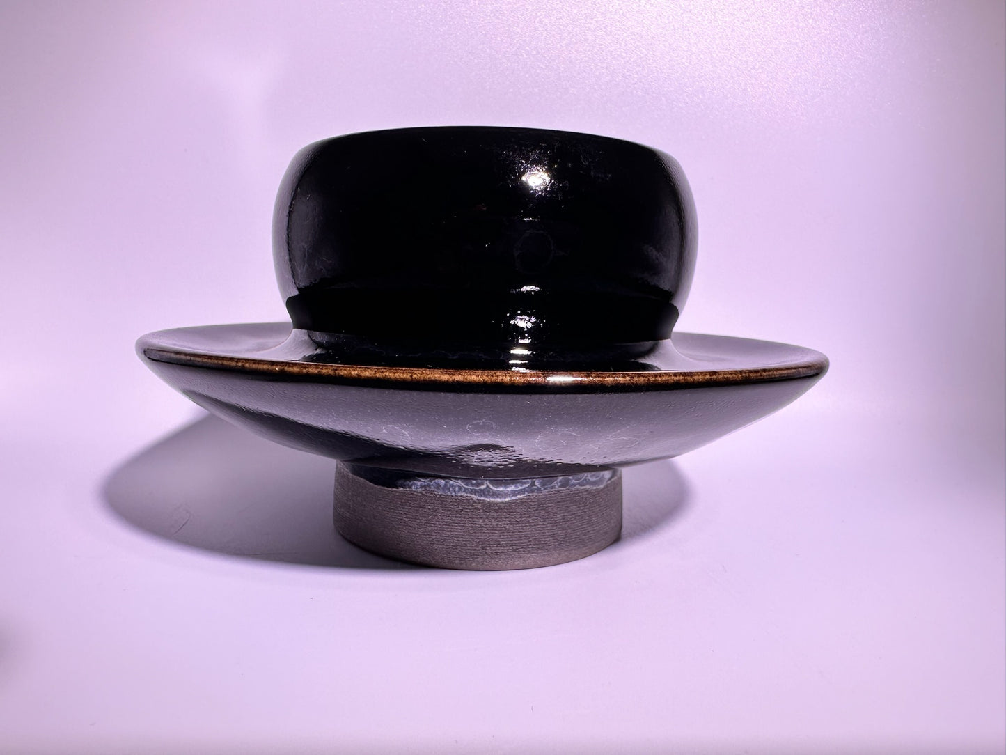 137mm*74mm Black glaze dragon scale pattern tea cup holder for tea-whisking bowl or cup, TongMiXiong