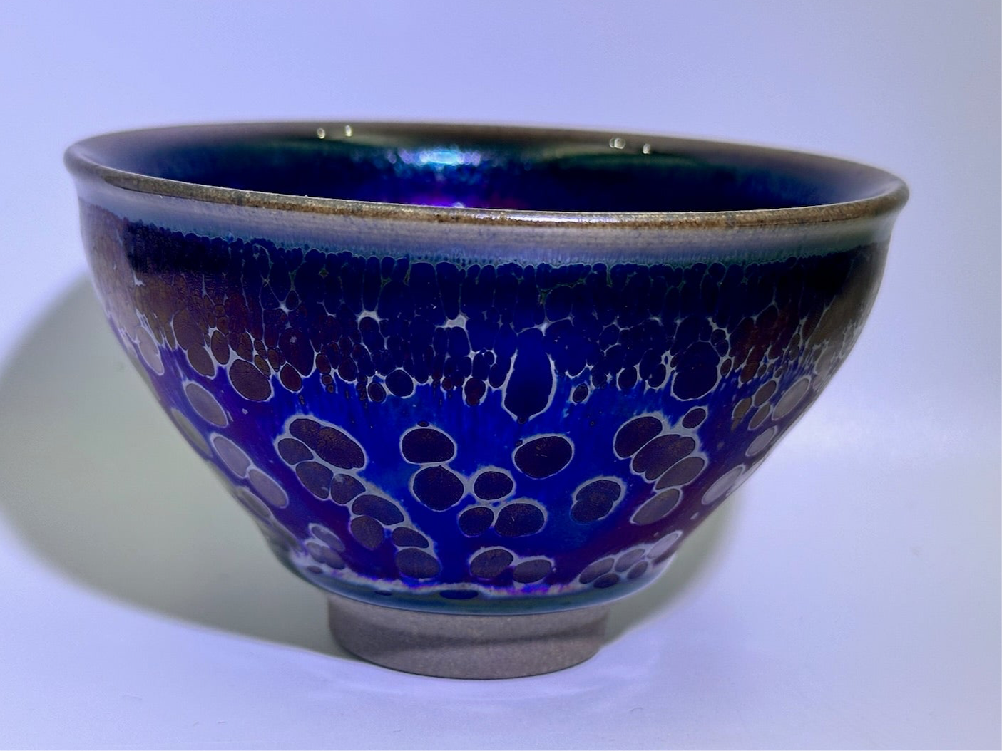 Black glaze galaxy purple Yohen oil droplet tied mouth shape cup, FangXiaoMing