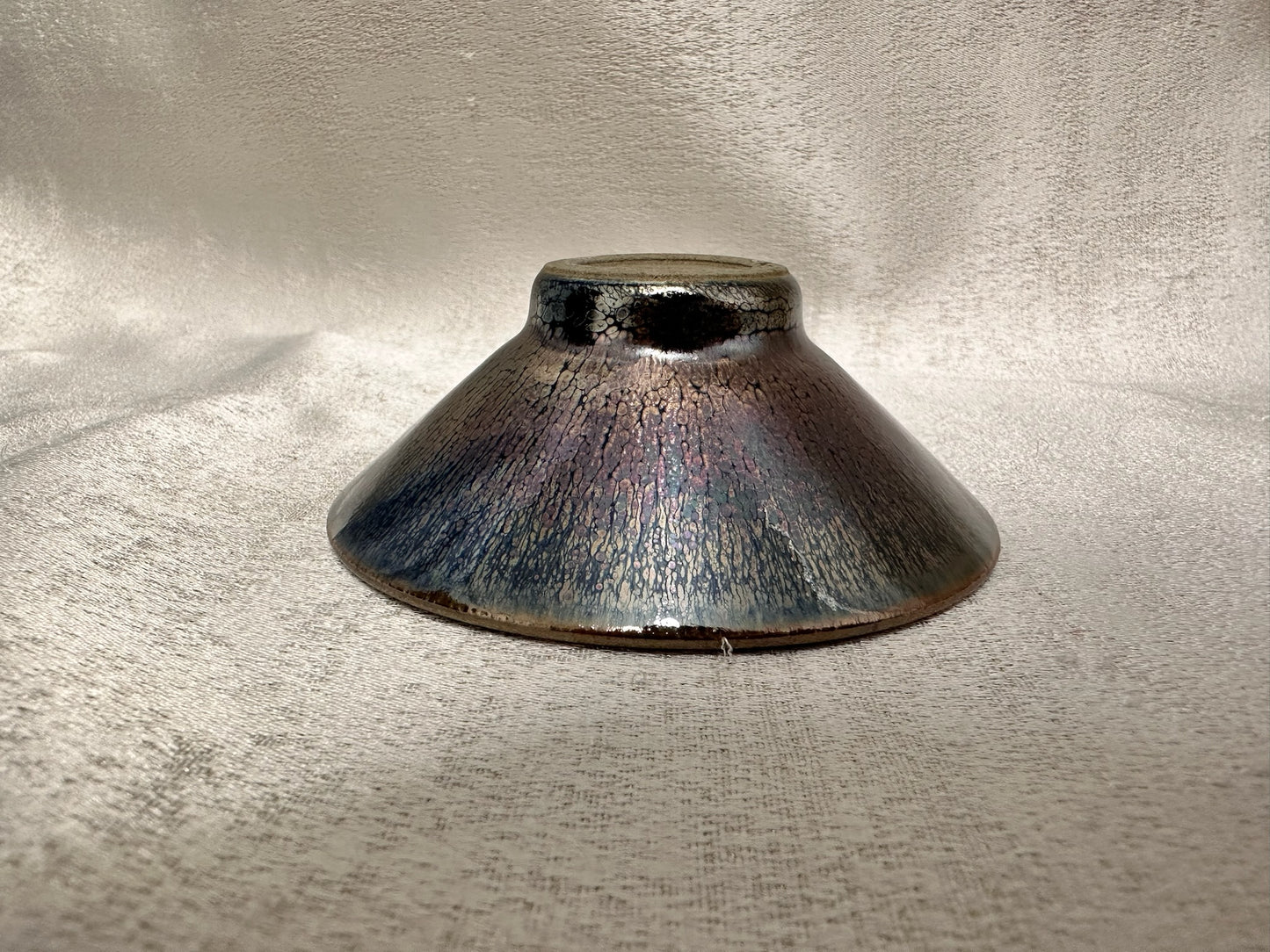 Black gold glaze rose gold oil droplet pattern short straw hat shape cup