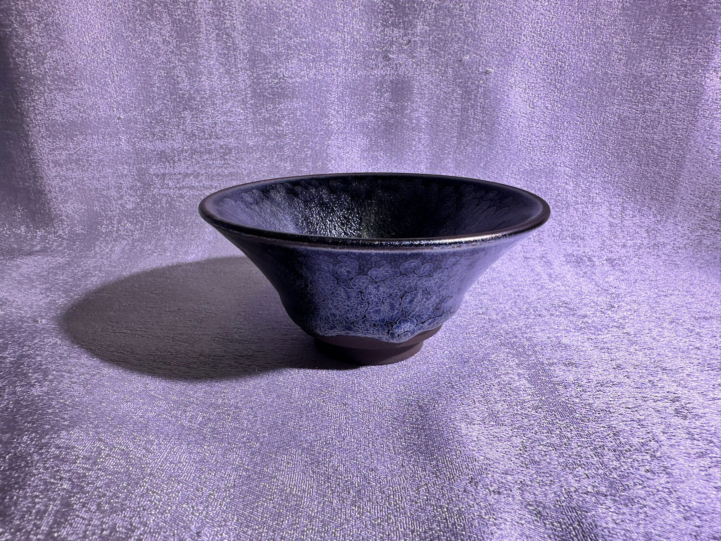 Cup19-Black gold glaze silver oil droplet jelly fish bubbles flare mouth shape cup by YeShiMing
