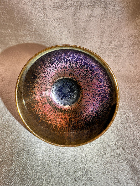 Fully glazed black gold glaze rose gold oil droplet pattern straw hat shape (douli) shape cup