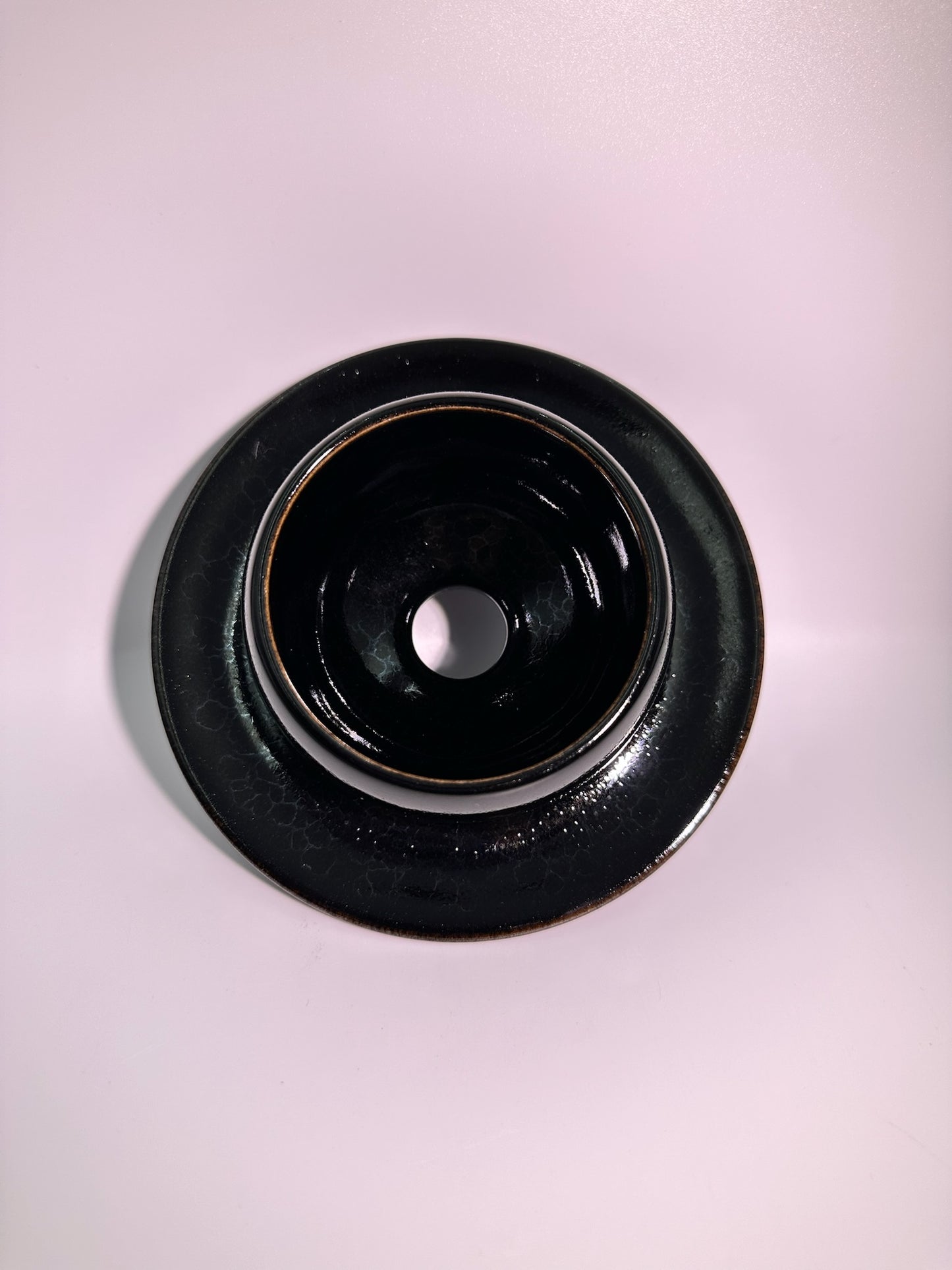 137mm*74mm Black glaze dragon scale pattern tea cup holder for tea-whisking bowl or cup, TongMiXiong