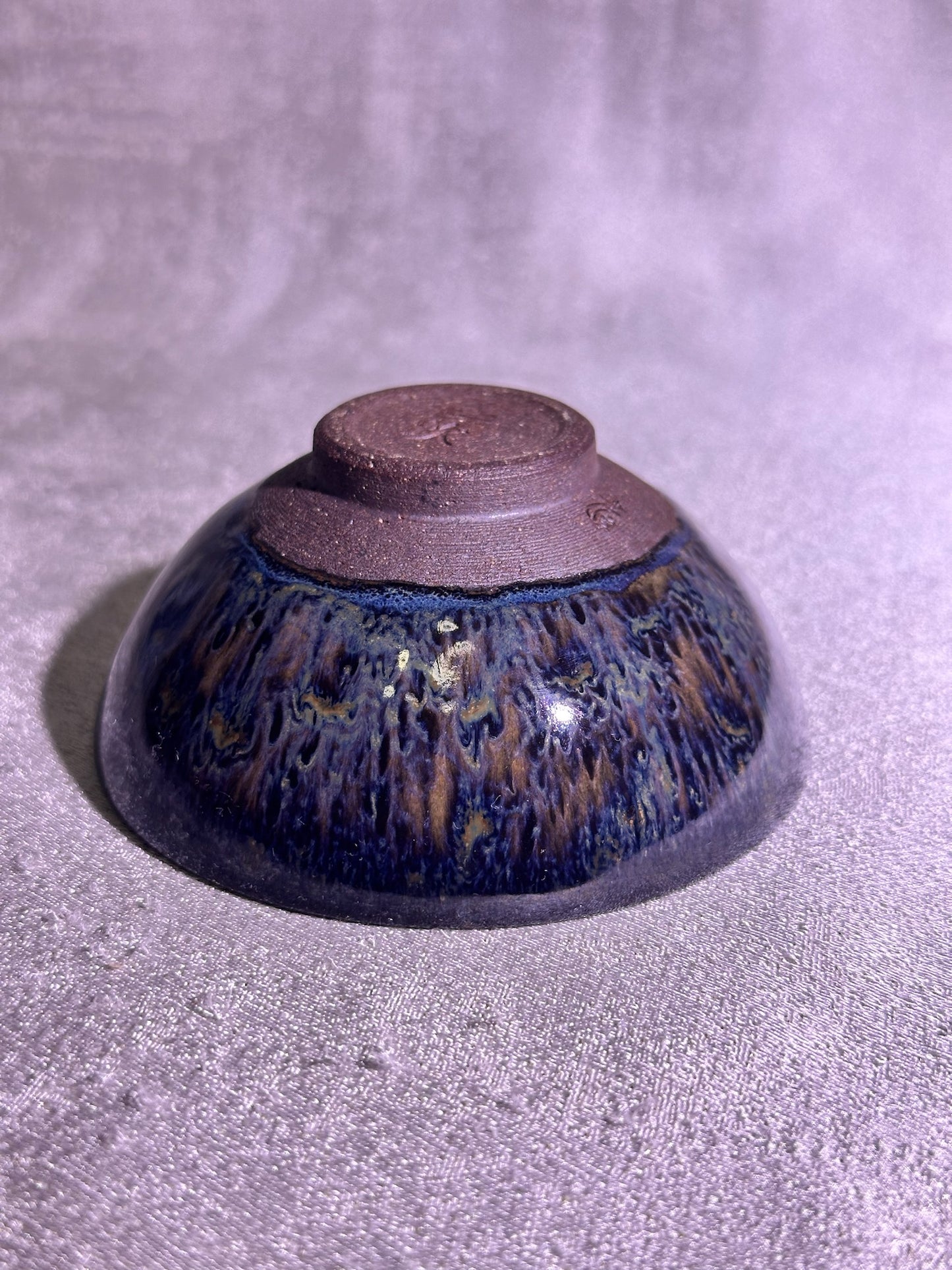 Reserved Cup9-Black glaze kiln transformed mix color flame pattern flat mouth shape cup by WangZhangLiang