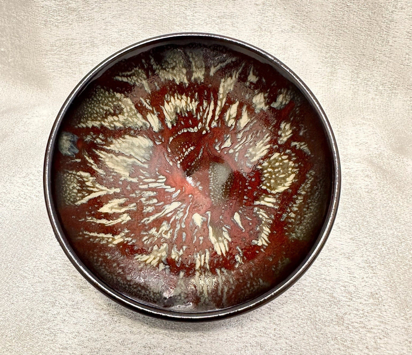 Red glaze kiln transformed yellow flower pattern open mouth shape Jianzhan cup