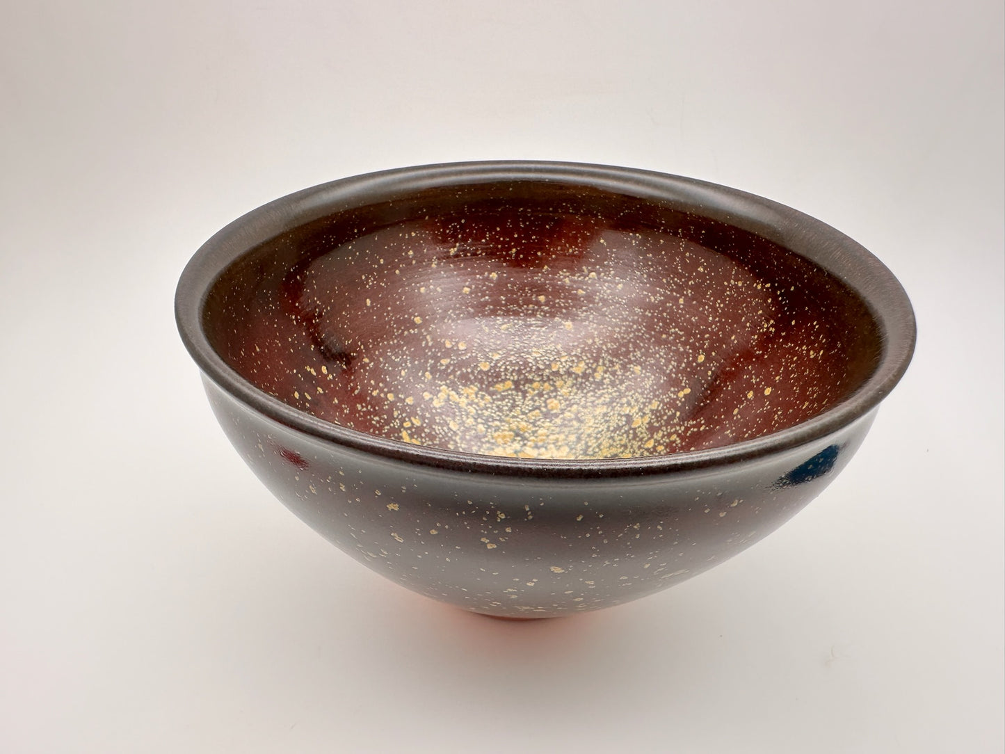 Orange Red with Small Yellow Oil-droplet Flower Glaze Tied-mouth Shape Tea Bowl DianCha