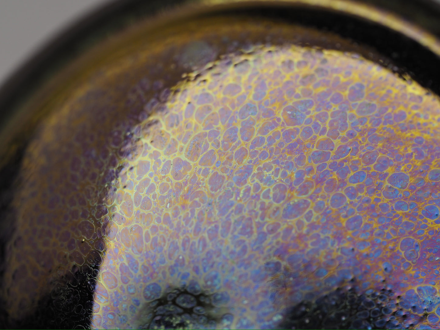 Connoisseur's Choice, Dark Purple Yohen Oil-Droplet Tied Mouth Cup