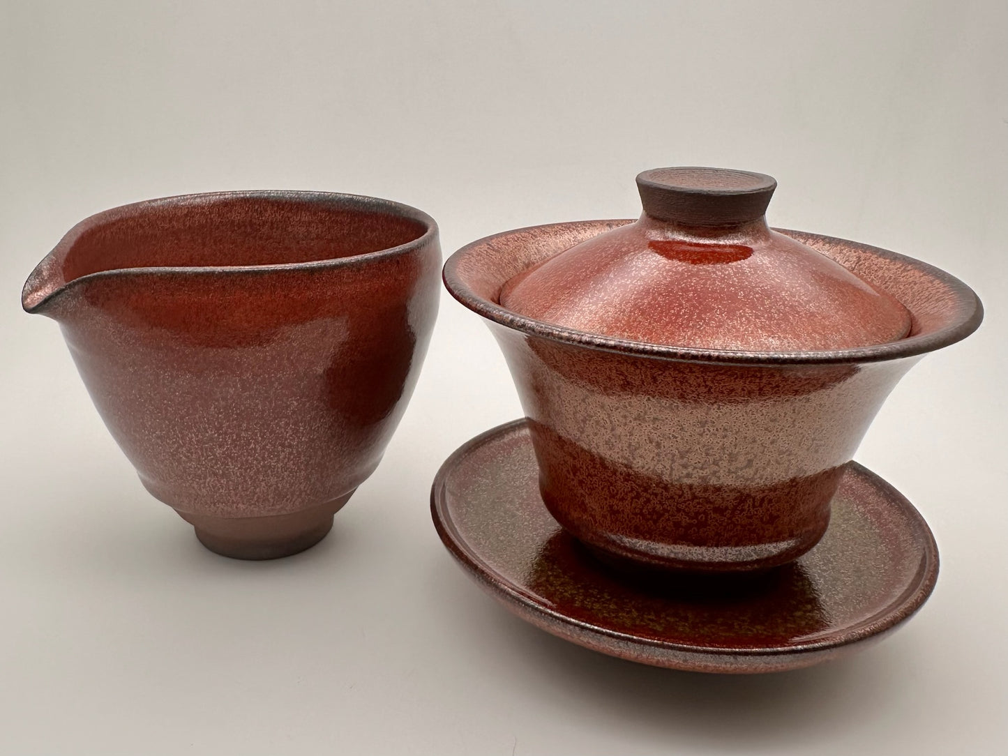 Red Plum Glaze Gaiwan, Saucer and Sharing Pot Set