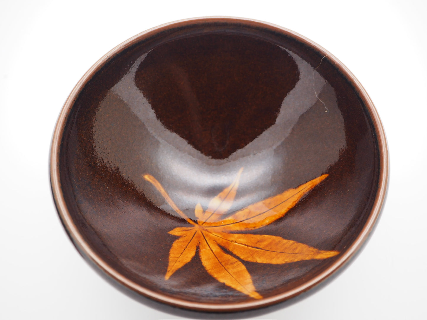 Dark Brown Glaze with Embedded Leaf (Short Constricted mouth) Cup, DingGuiYun