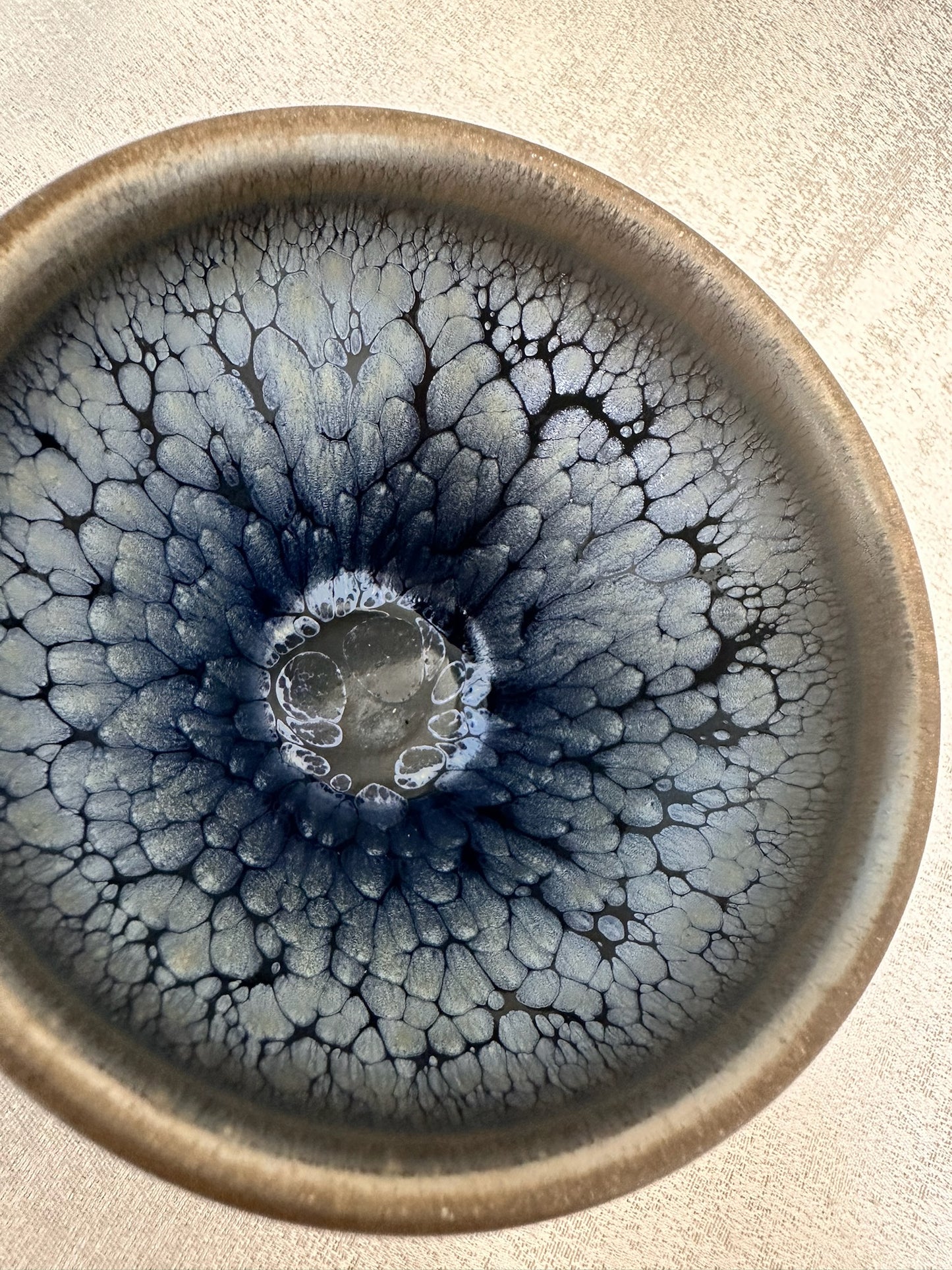 Black glaze silver oil droplet flower pattern magnolia shape cup