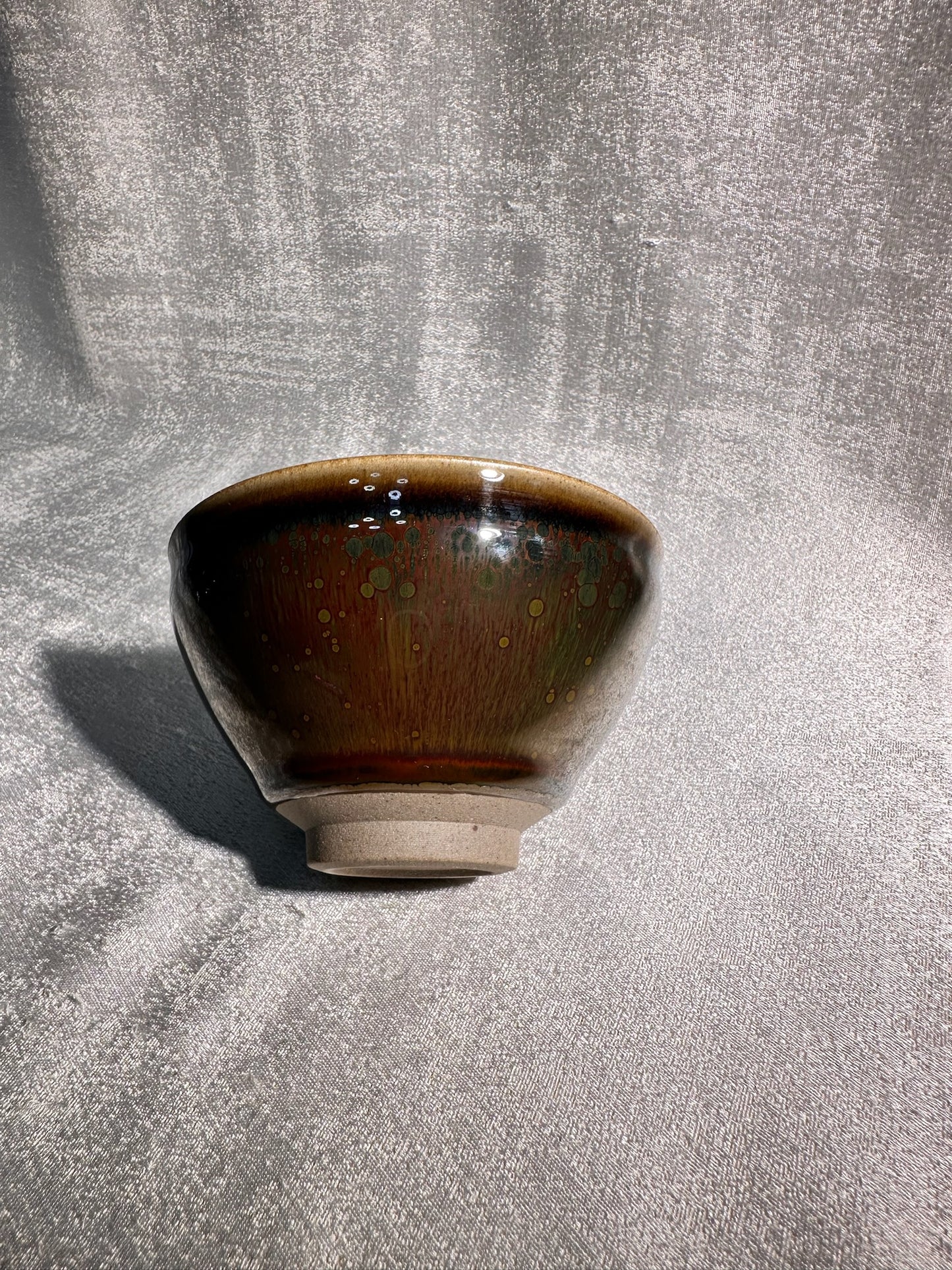 Cup13-Red halo oil droplet Yohen glaze blue hare’s fur Tied mouth Jianzhan cup