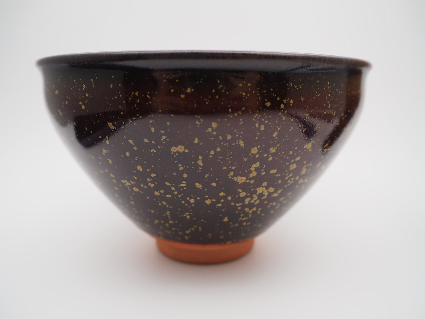 Orange Red with Small Yellow Oil-droplet Flower Glaze Tied-mouth Shape Tea Bowl DianCha