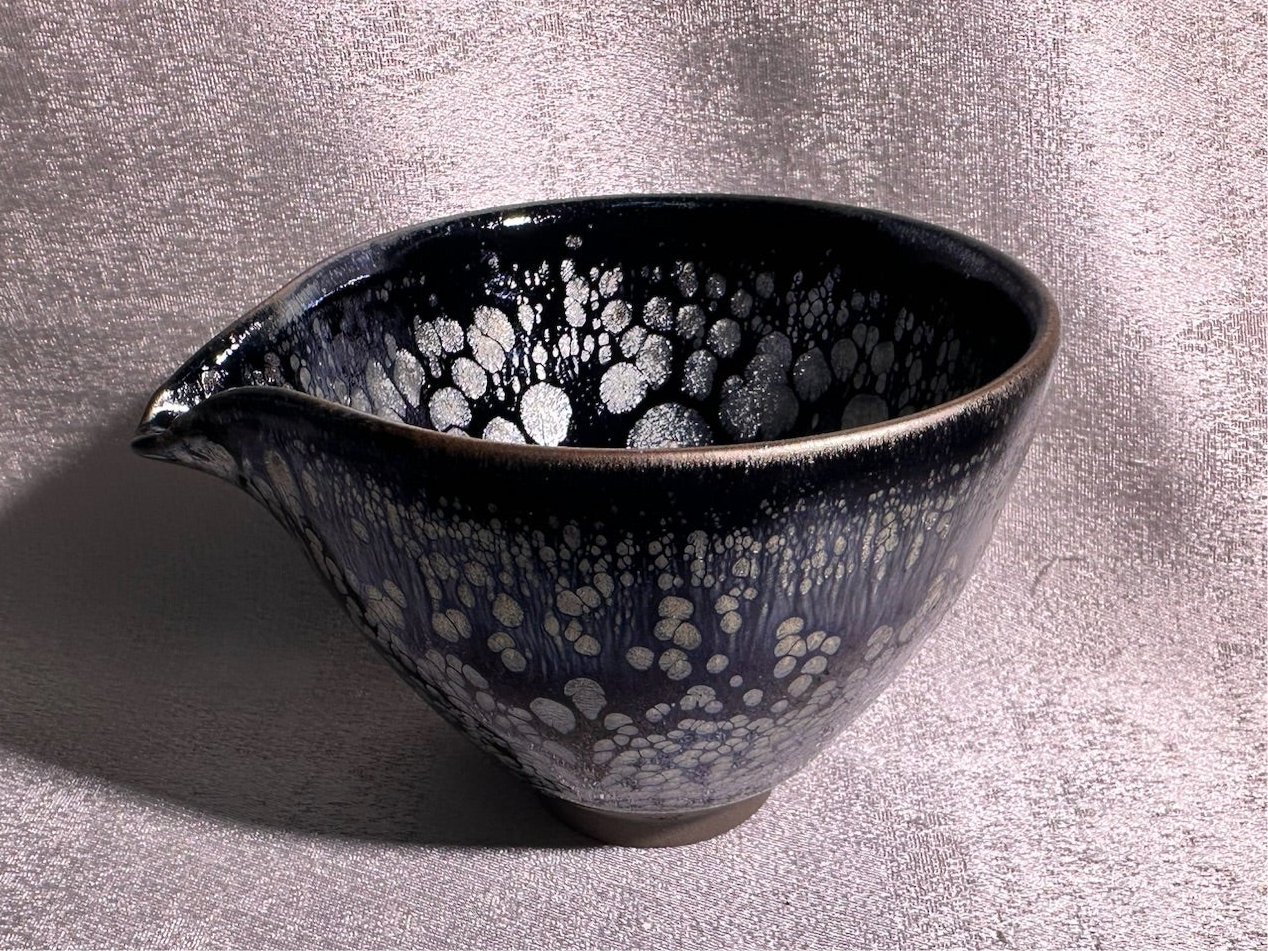National Treasure Peony, black glaze silver oil droplet peony pattern sharing cup