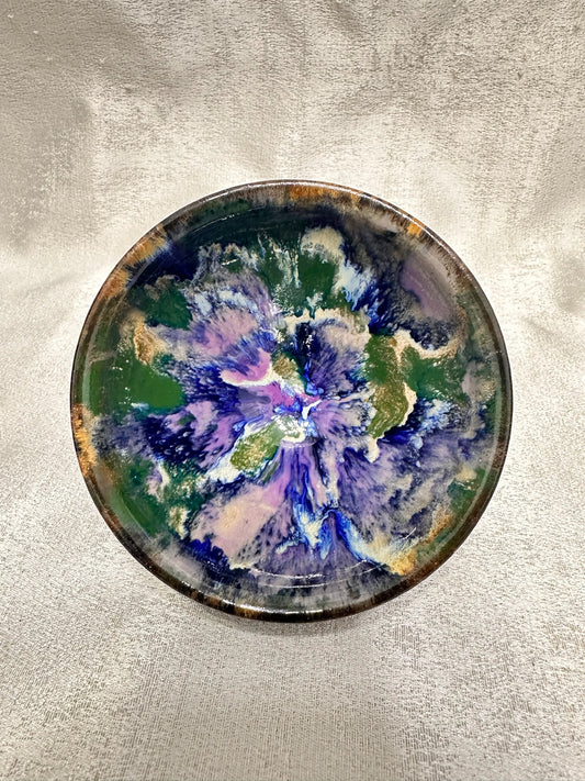 Black glaze kiln transformed multi colored mountain river scenery tied mouth shape cup, XieAiHua