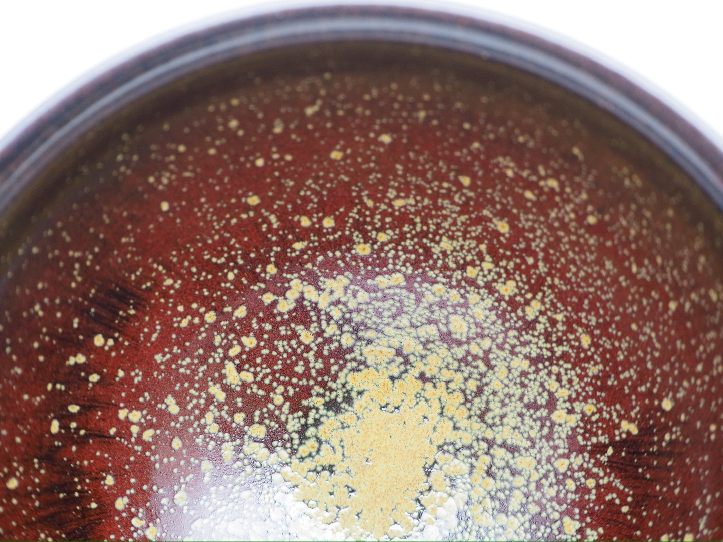 Orange Red with Small Yellow Oil-droplet Flower Glaze Tied-mouth Shape Tea Bowl DianCha