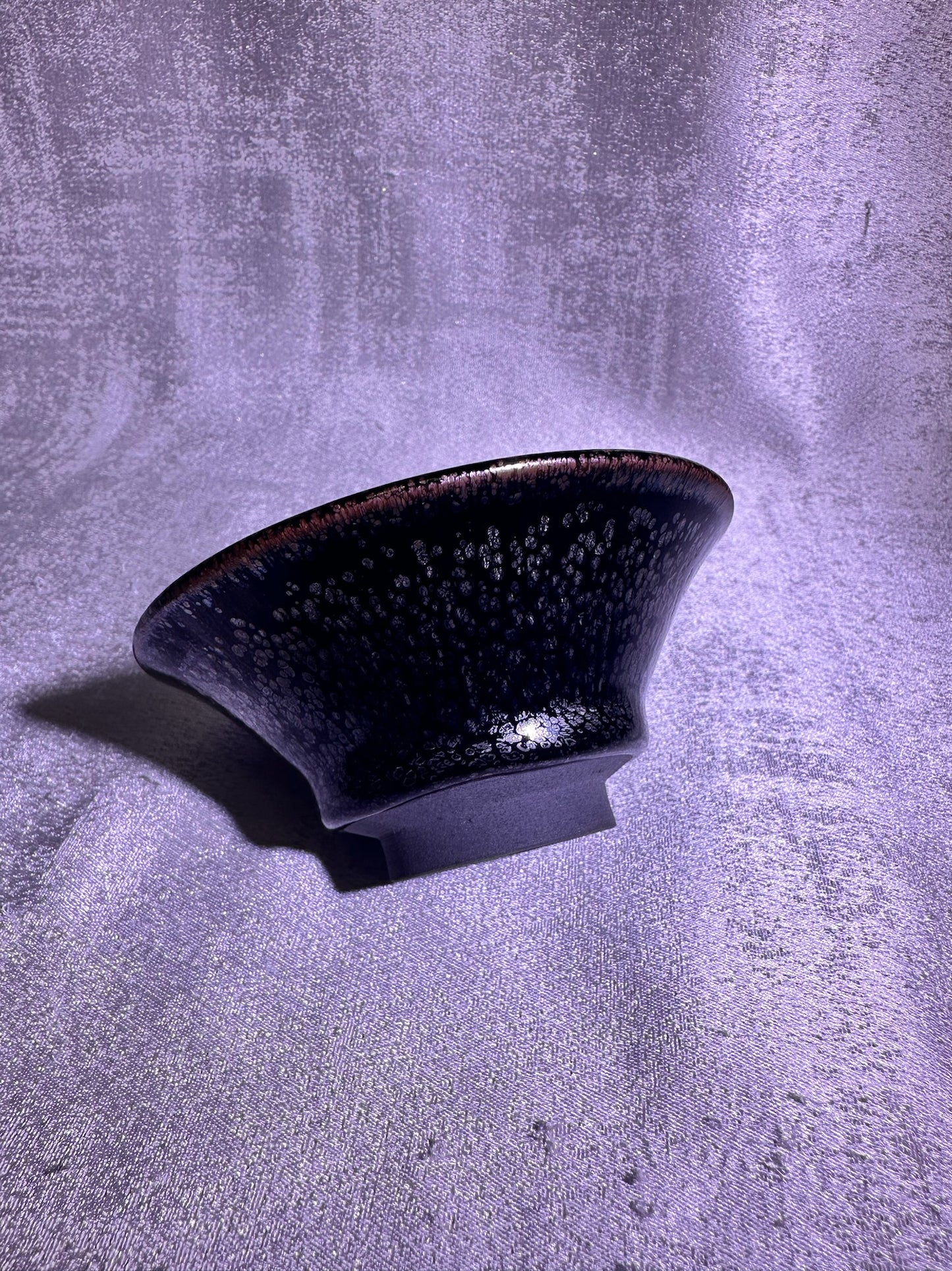 Cup23-Black gold glaze oil droplet pattern copper rim flared mouth shape cup home decoration by YeShiMing