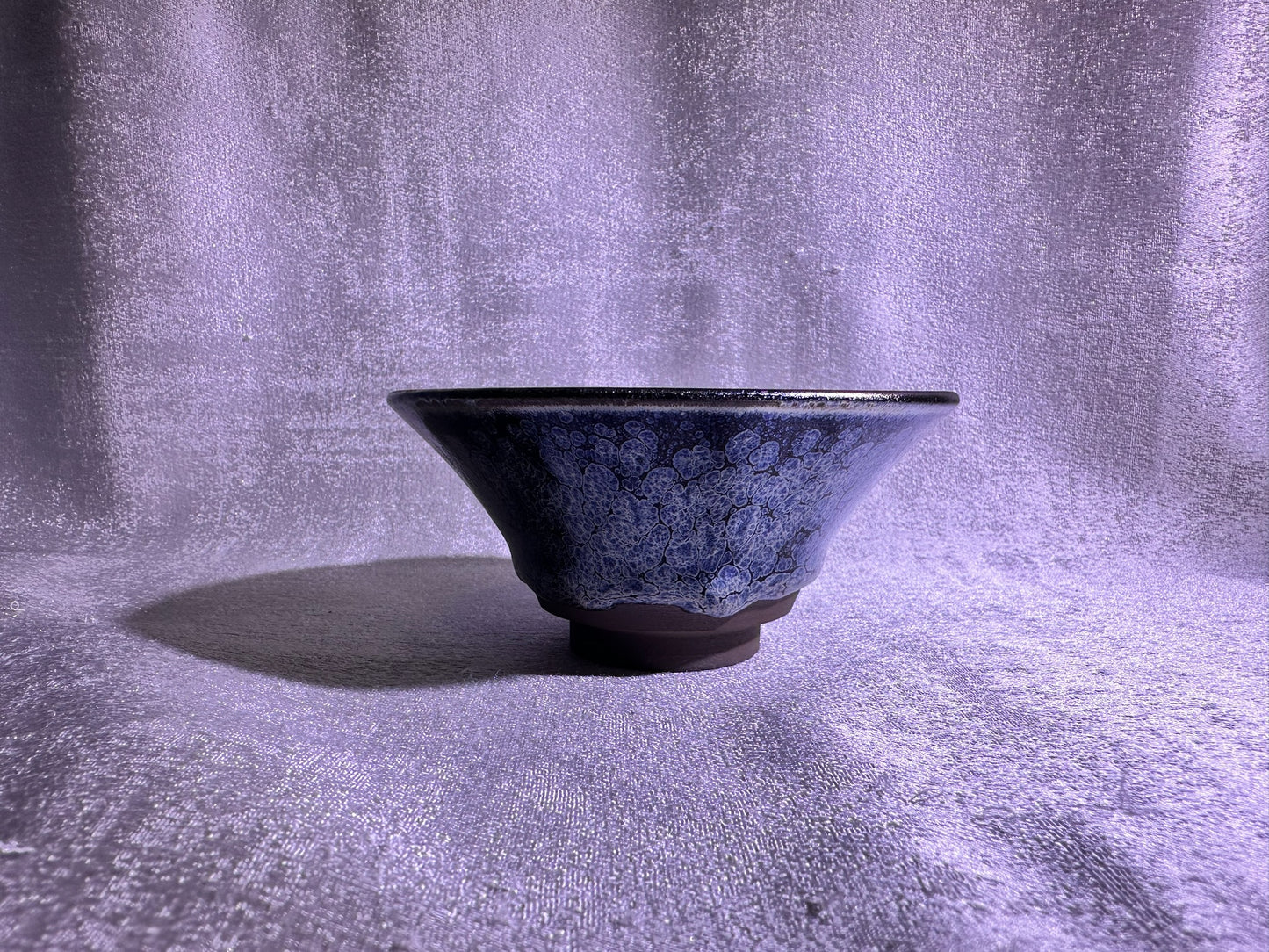 Cup19-Black gold glaze silver oil droplet jelly fish bubbles flare mouth shape cup by YeShiMing