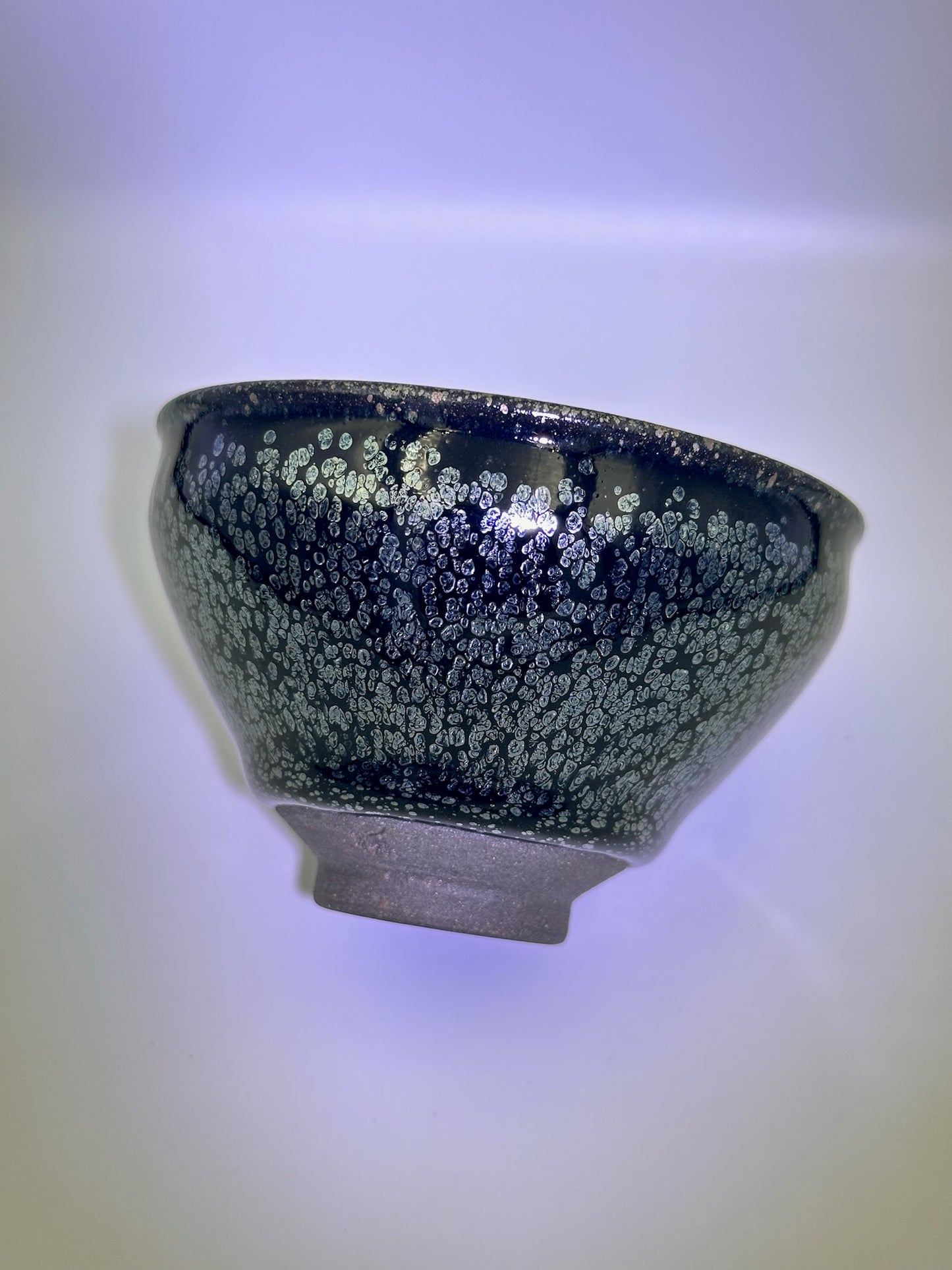 Cup12-Black glaze silver oil droplet pattern tied mouth shape cup by ZhaoLiMei