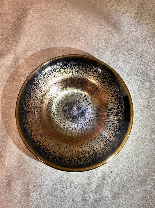 Fully glazed black gold glaze golden oil droplet pattern oil lamp shape cup