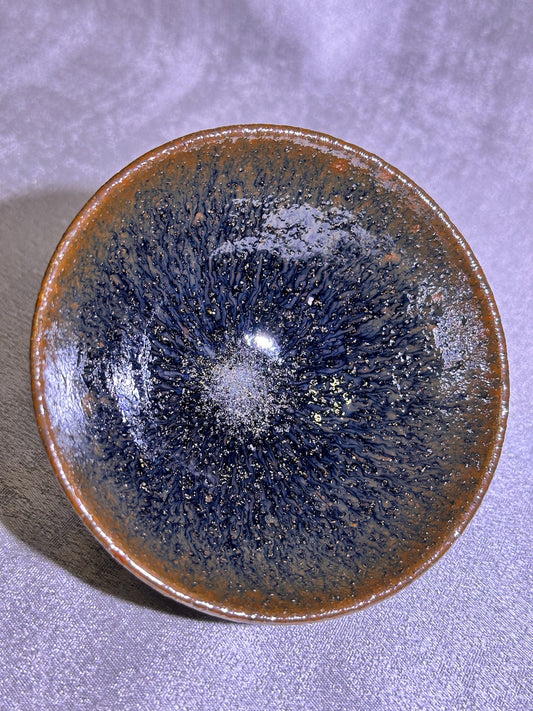 Ancient Song dynasty hare’s fur Old rough clay body flat mouth shape cup, ZoYunYuan