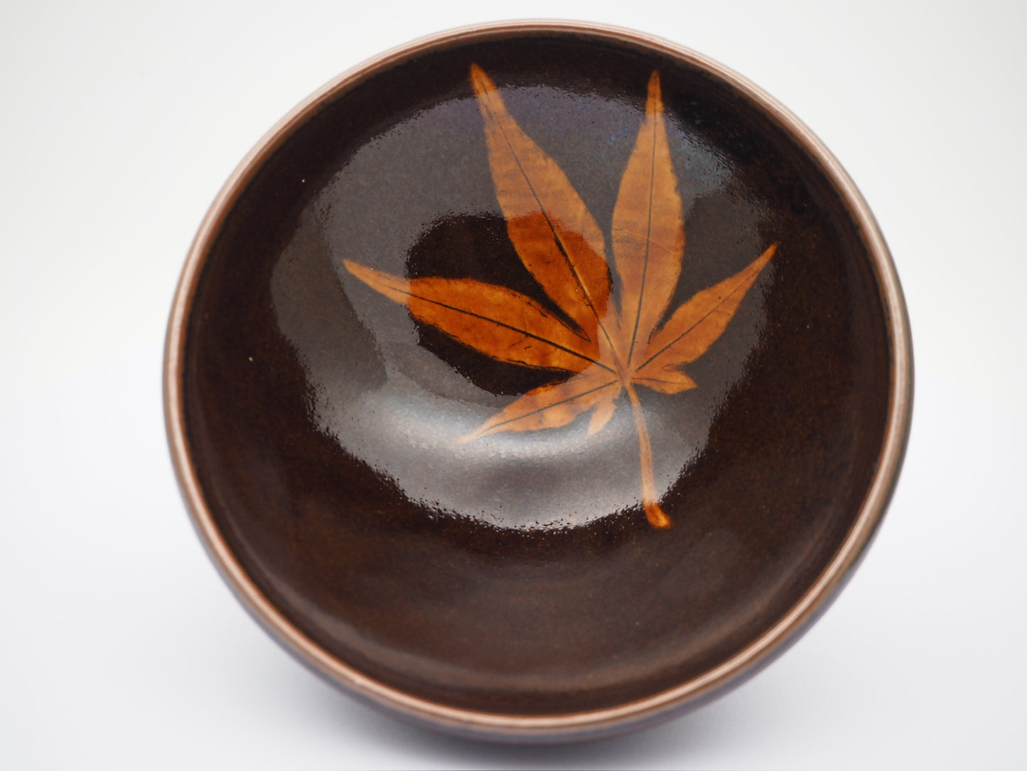 Dark Brown Glaze with Embedded Leaf (Short Constricted mouth) Cup, DingGuiYun
