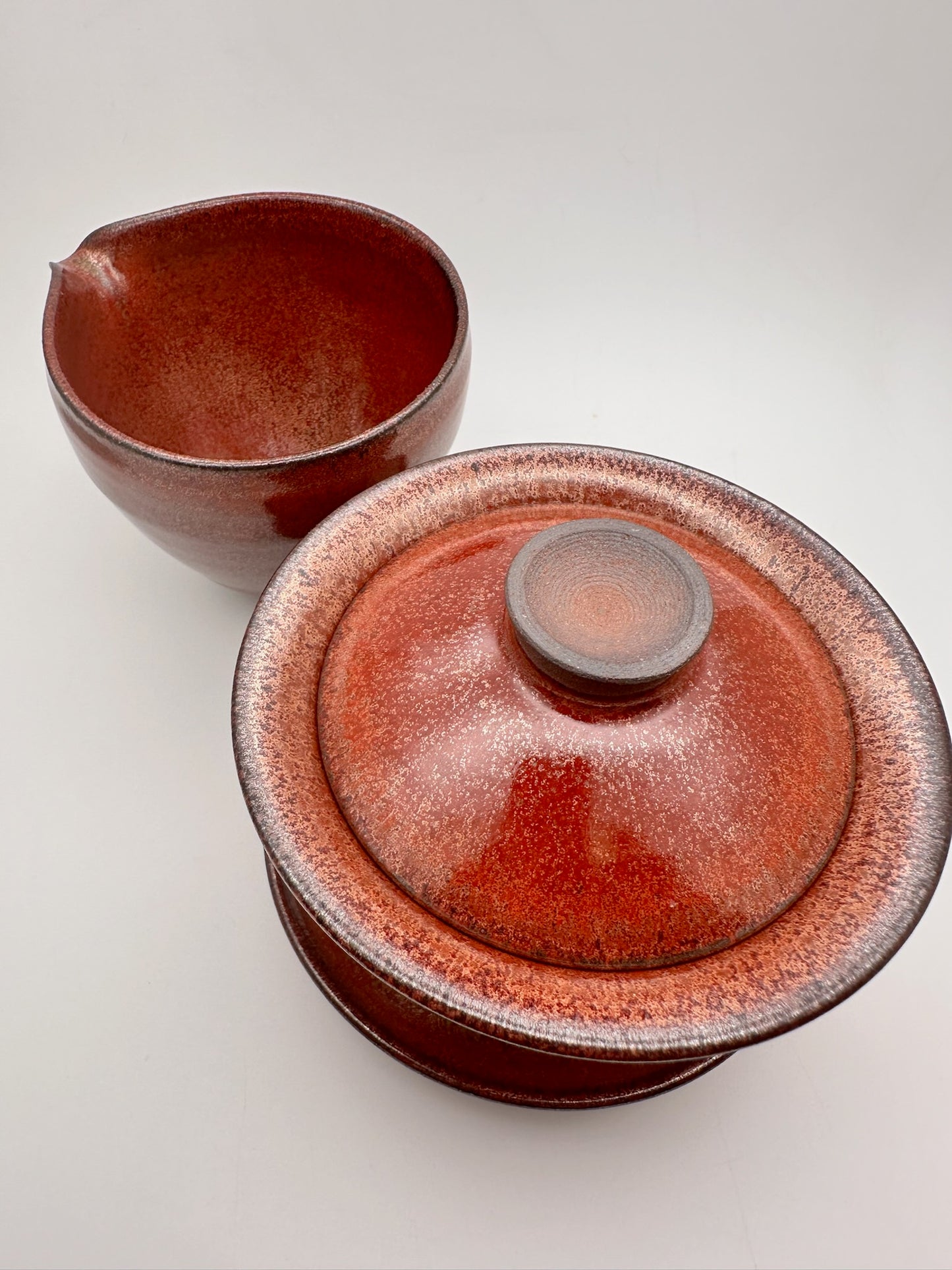 Red Plum Glaze Gaiwan, Saucer and Sharing Pot Set