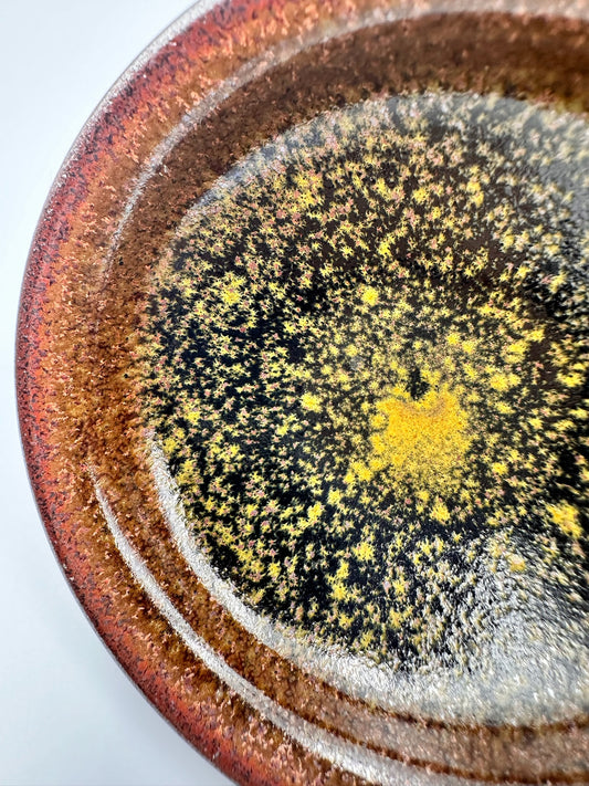 Flower moonlit night, black glaze yellow daisy and red flower pattern official’s hat cup