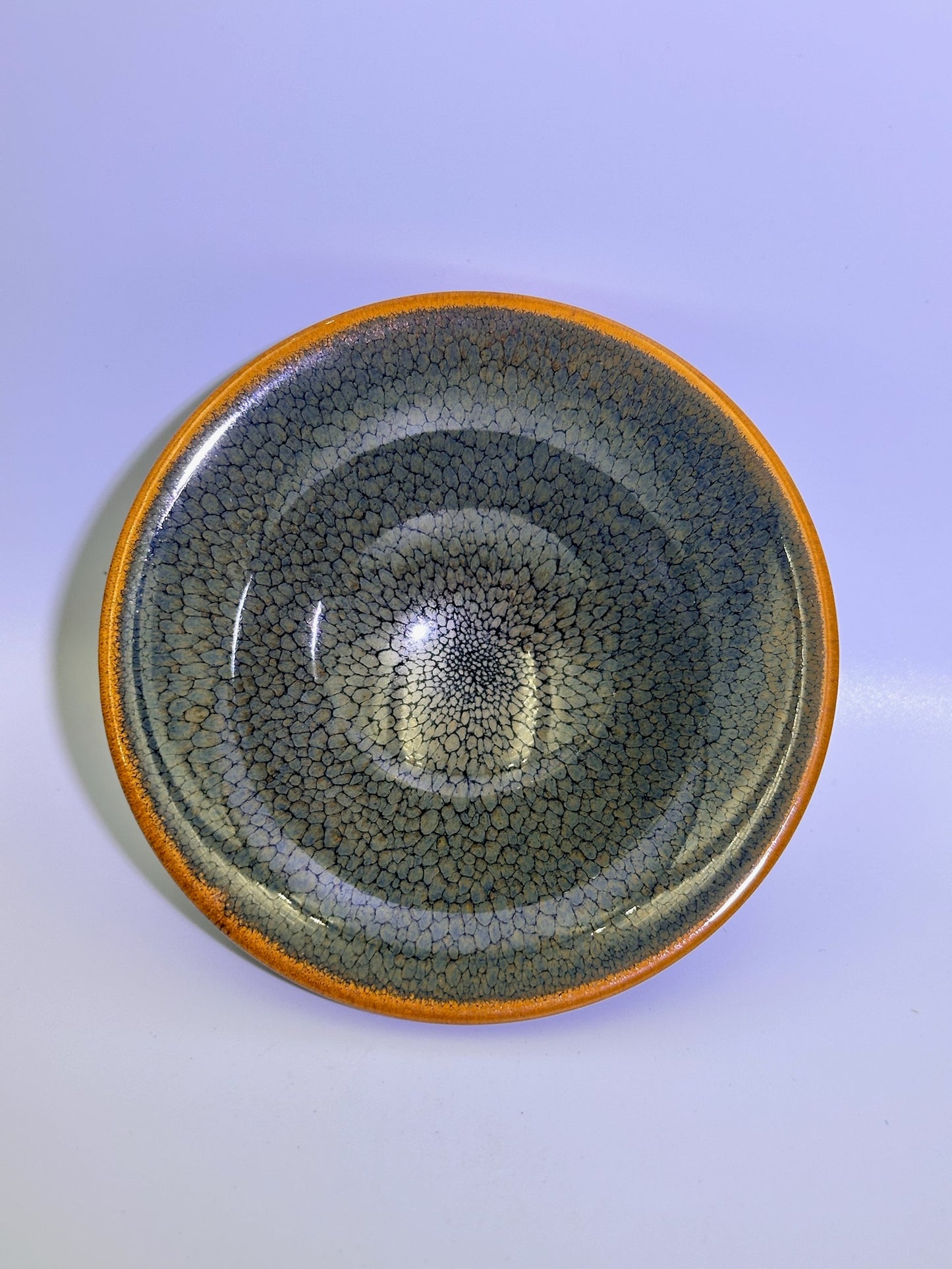 Black gold glaze green partridge oil droplet pattern with golden rim flared mouth shape cup