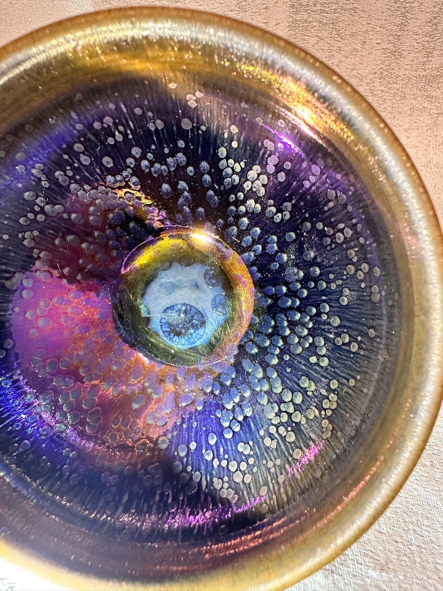 Black glaze iridescent color Yohen pattern general’s body shape cup, HuangJie