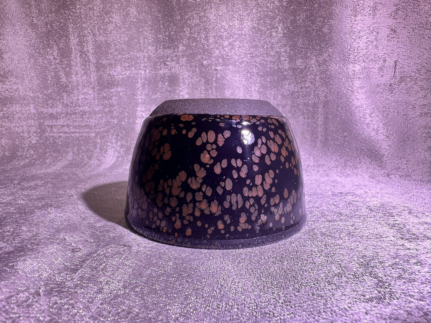 Cup20-Beautiful black glaze with orange and yellow oil droplet pattern XinYun Master bowl shape tea cup by YeShiMing