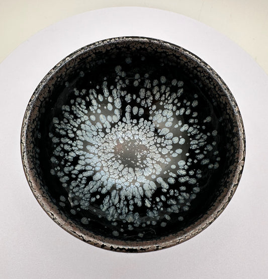 Connoisseur's Choice, Dark Silver Oil-Droplet Glaze Tied-Mouth Cup