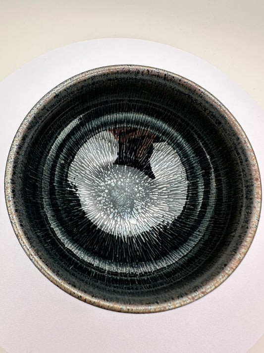 Connoisseur's Choice, Dark Silver Hare's Fur Glaze Tie-Mouthed Shape Cup by Chun-Hua, Chen