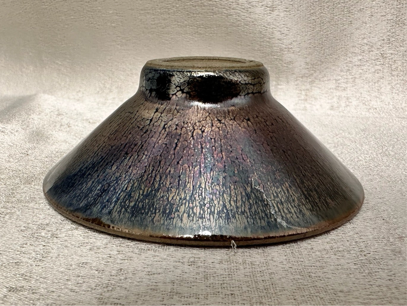 Black gold glaze rose gold oil droplet pattern short straw hat shape cup