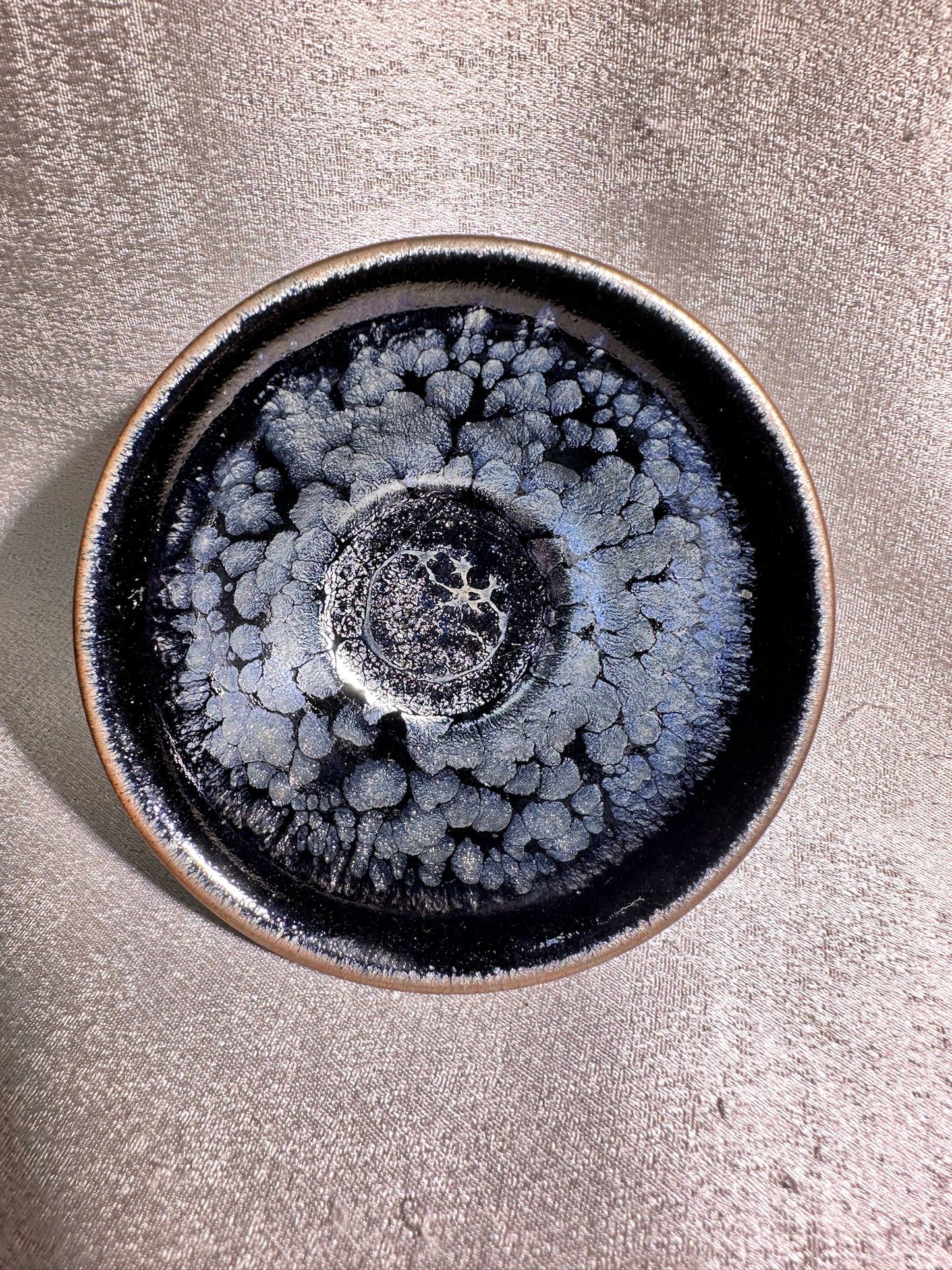 National Treasure Peony, black glaze silver oil droplet peony pattern sharing cup