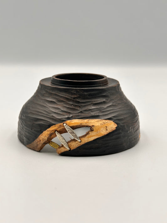 Handcrafted Dual-Tone Zitan Wood Tea Funnel for Small-Mouth Teapots 紫光檀投茶器