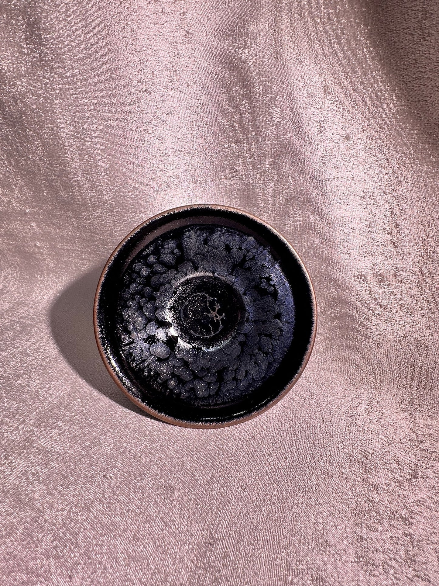 National Treasure Peony, black glaze silver oil droplet peony pattern 3-piece Gadiwan set