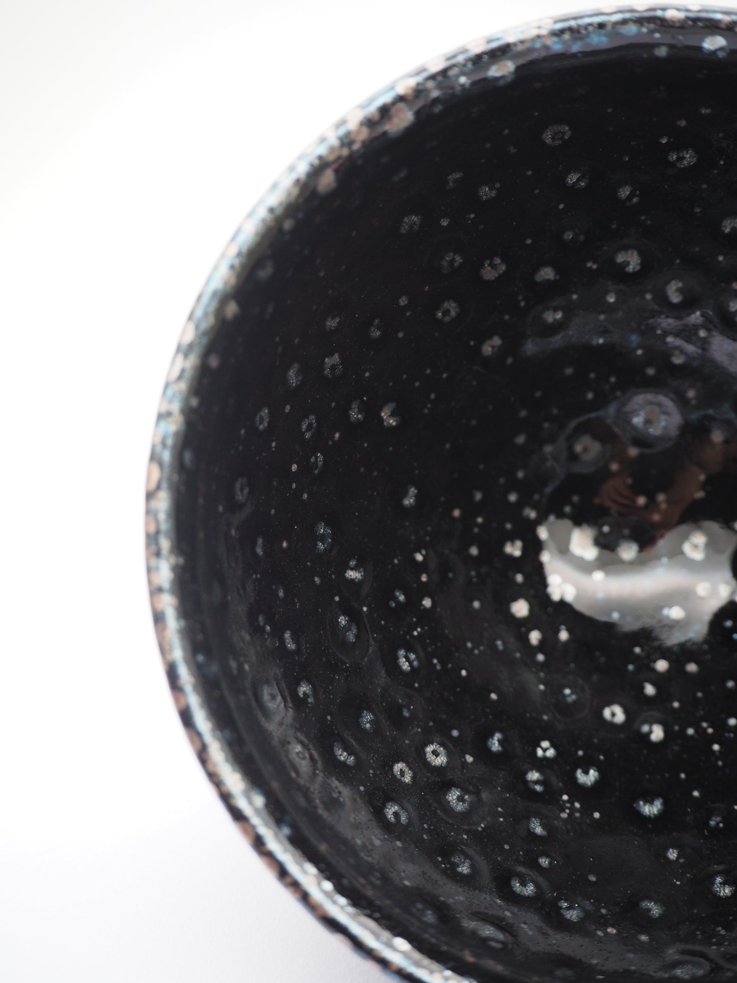 Dark Snow-Flake-Like Silver Dot Glaze Tied-Mouthed Cup