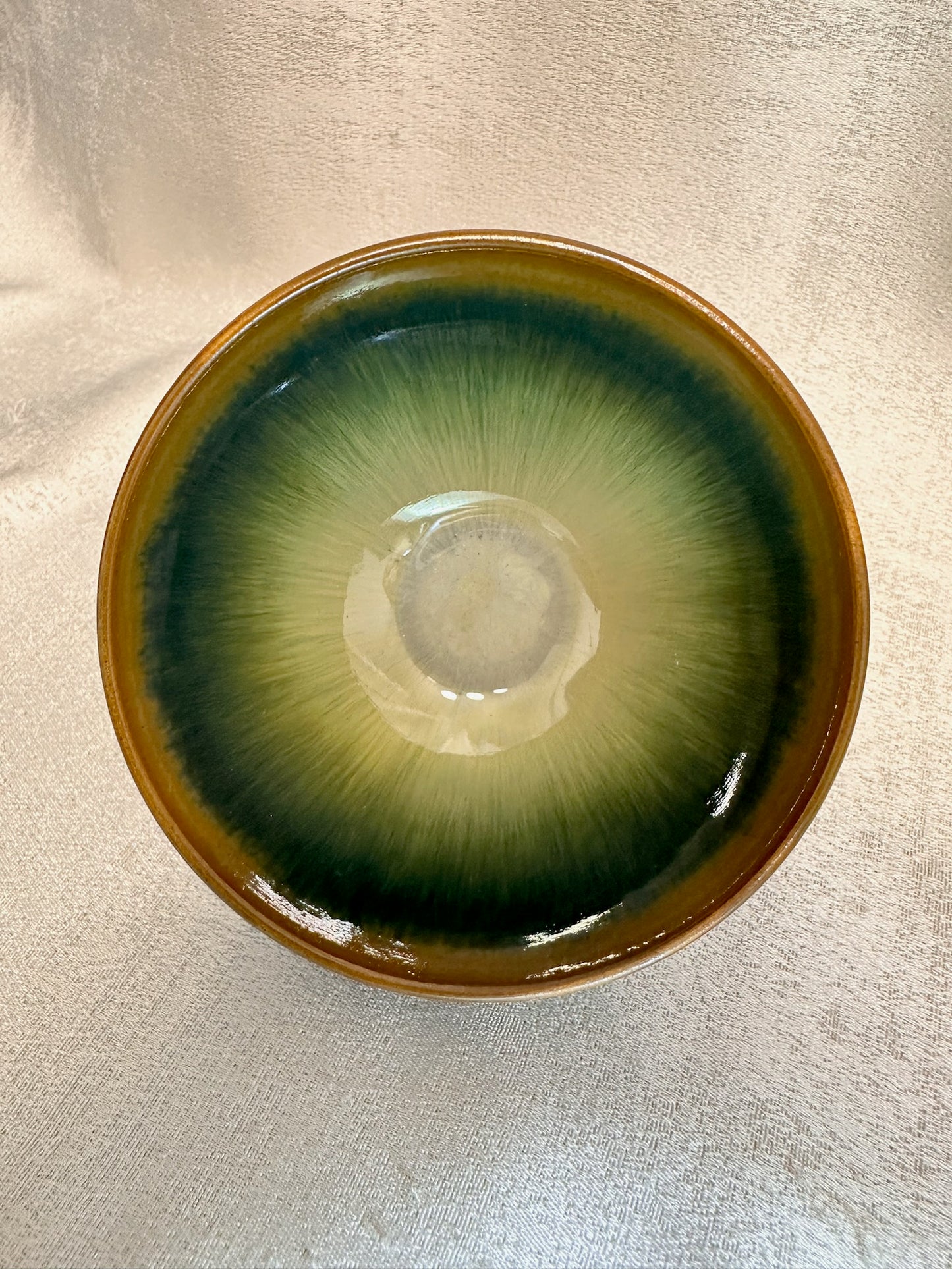 Green jade-like glaze green hare’s fur pattern flat mouth shape cup, GuPanHong