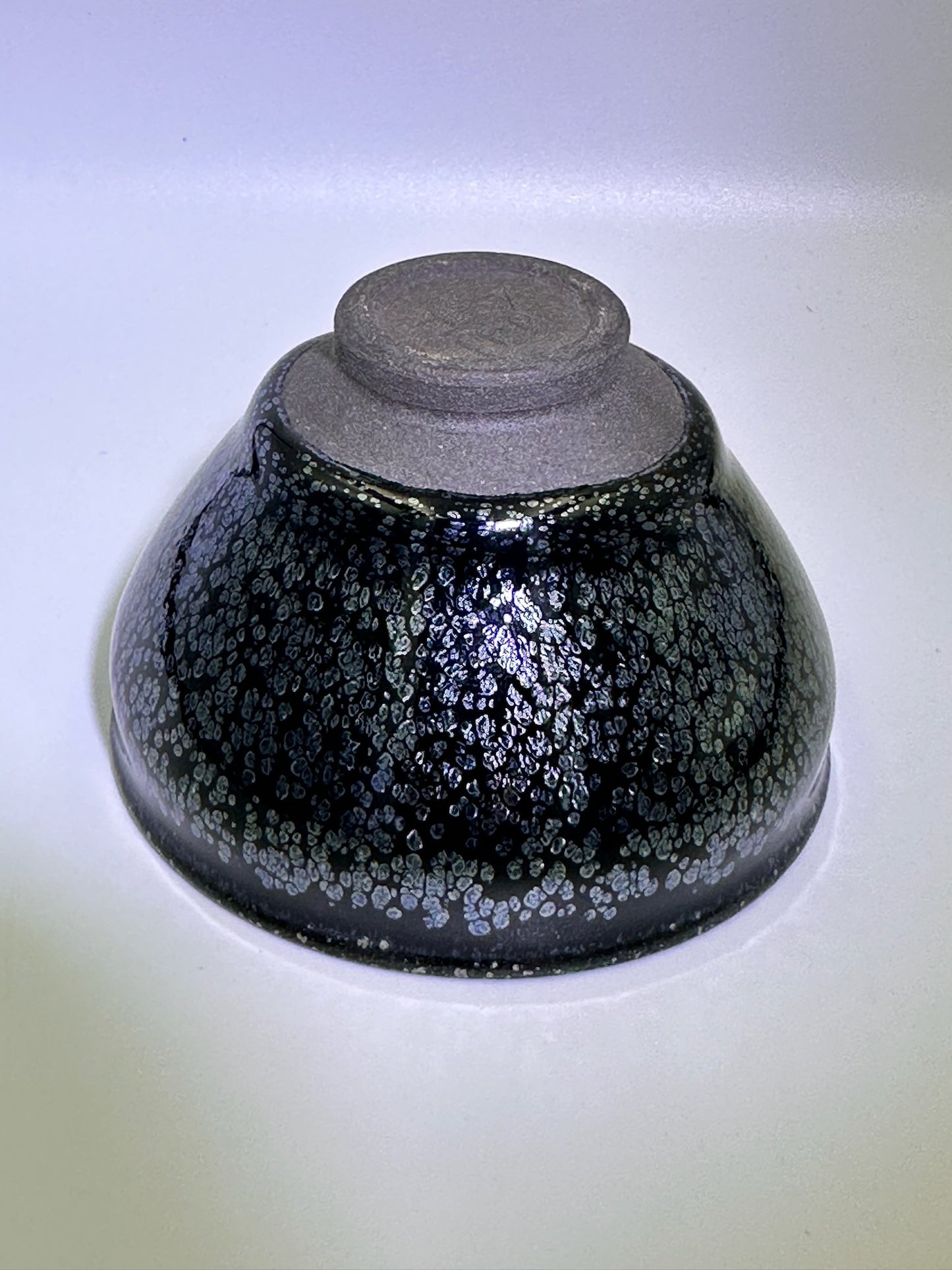 Cup12-Black glaze silver oil droplet pattern tied mouth shape cup by ZhaoLiMei