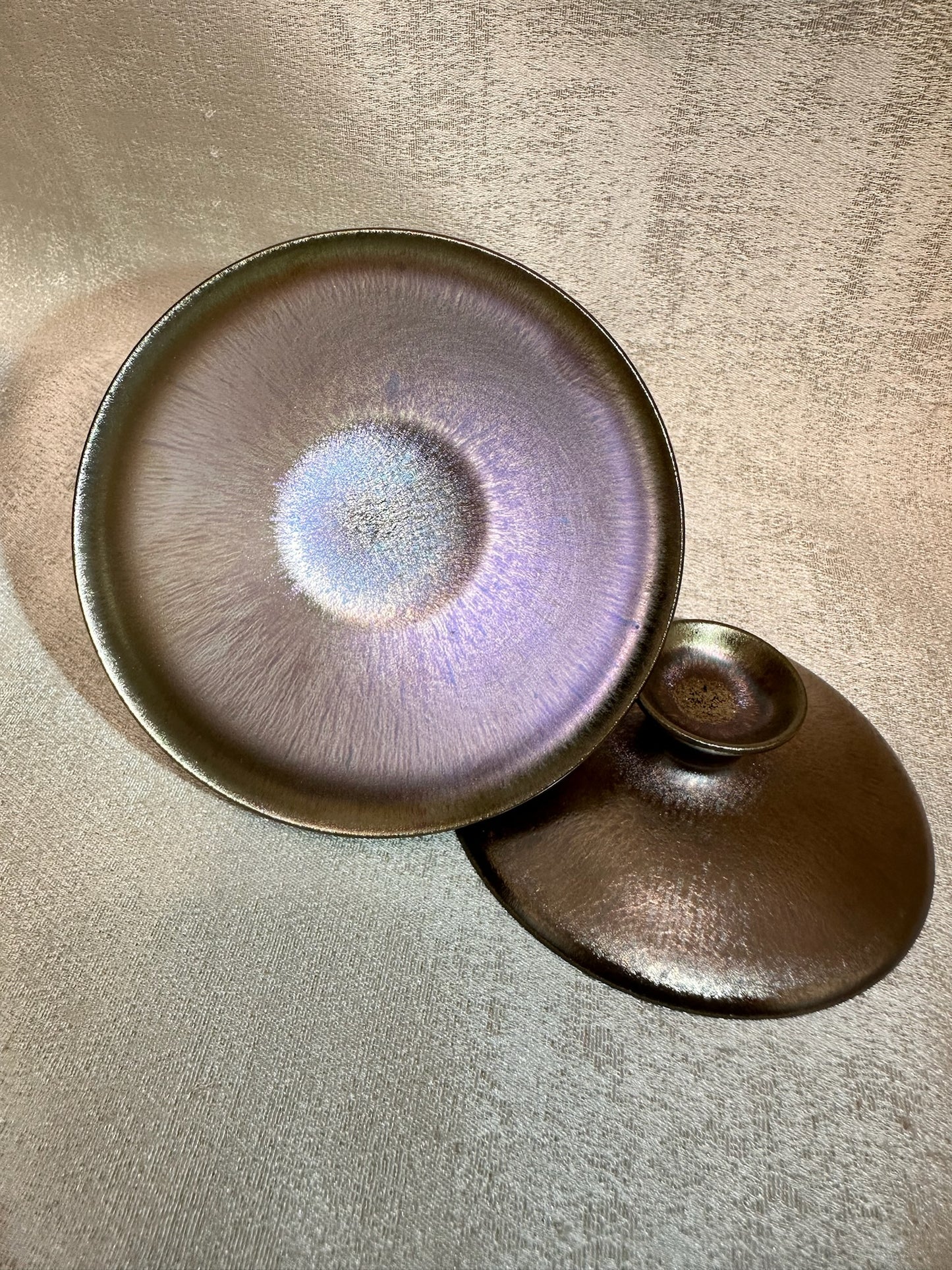 Rose gold glaze hare’s fur 2-piece Gaiwan set, super thin clay body