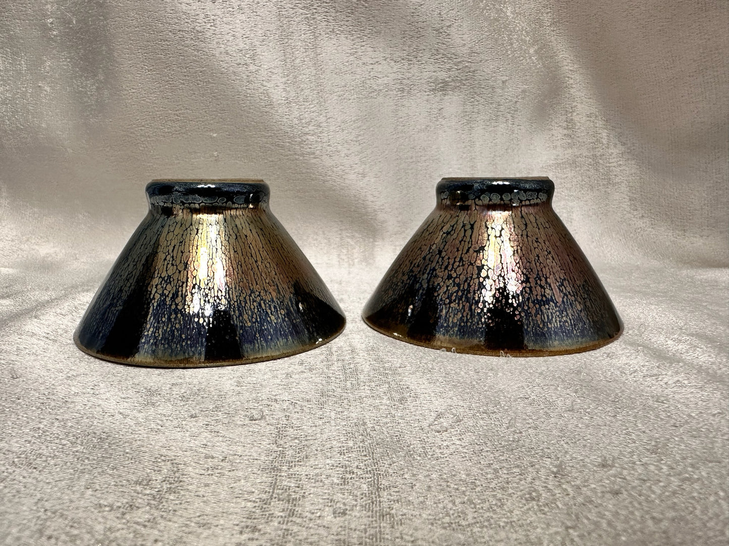Fully glazed black gold glaze golden oil droplet pattern straw hat shape (douli) cup