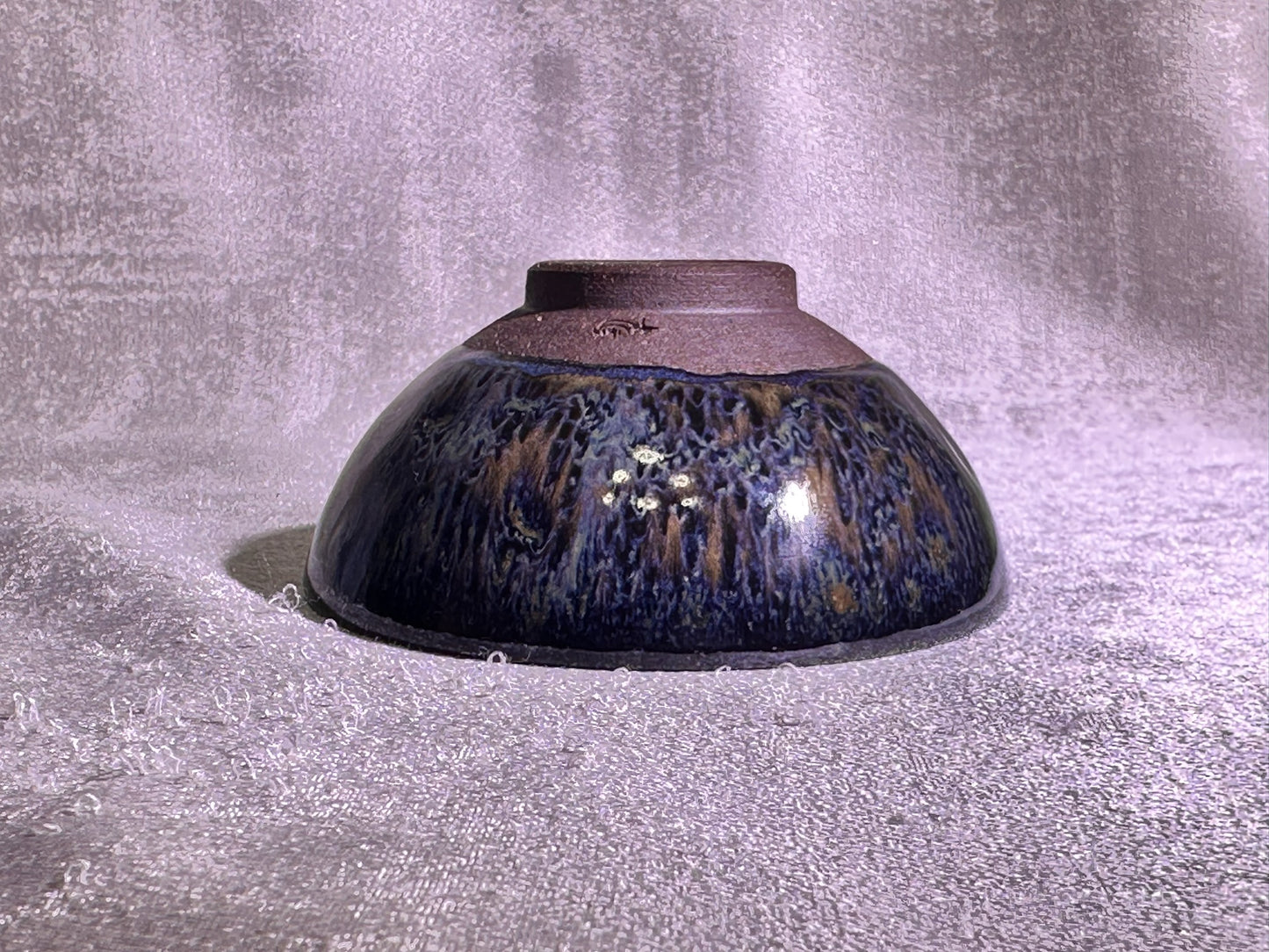 Reserved Cup9-Black glaze kiln transformed mix color flame pattern flat mouth shape cup by WangZhangLiang