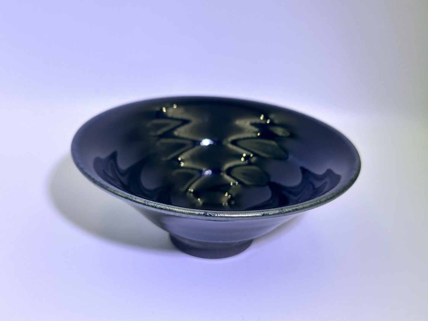 Reserved Cup11-Black golden glaze golden sand pattern spiral shape inside open mouth shape cup