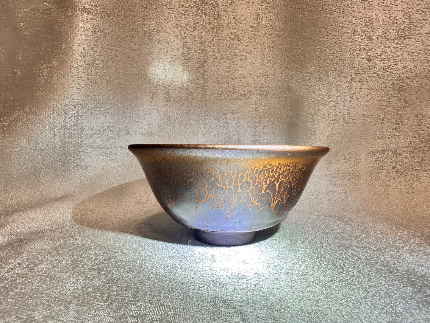 Ox-blood red glaze orange partridge feather pattern palace bowl shape cup by YeBin