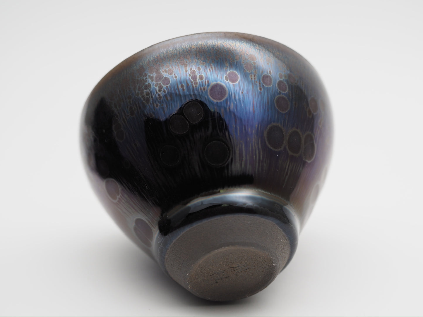 Galaxy-like Dark Purple Yohen Glaze Monk Bowl Shape Cup by FeiXing Studio