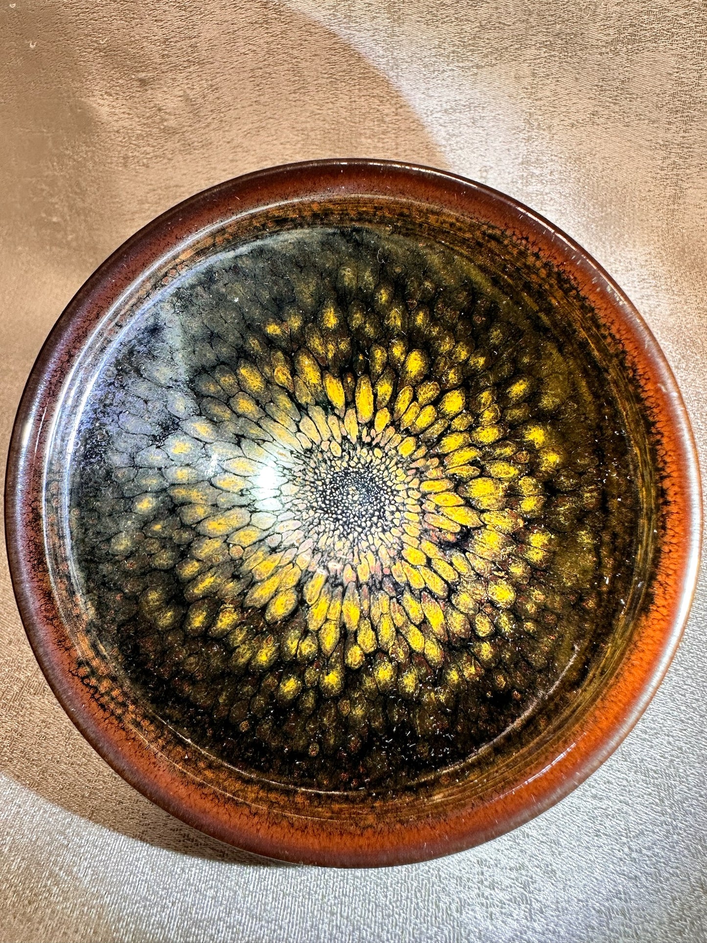 Black glaze golden partridge pattern ox-blood red tied mouth shape, JiPeiFu