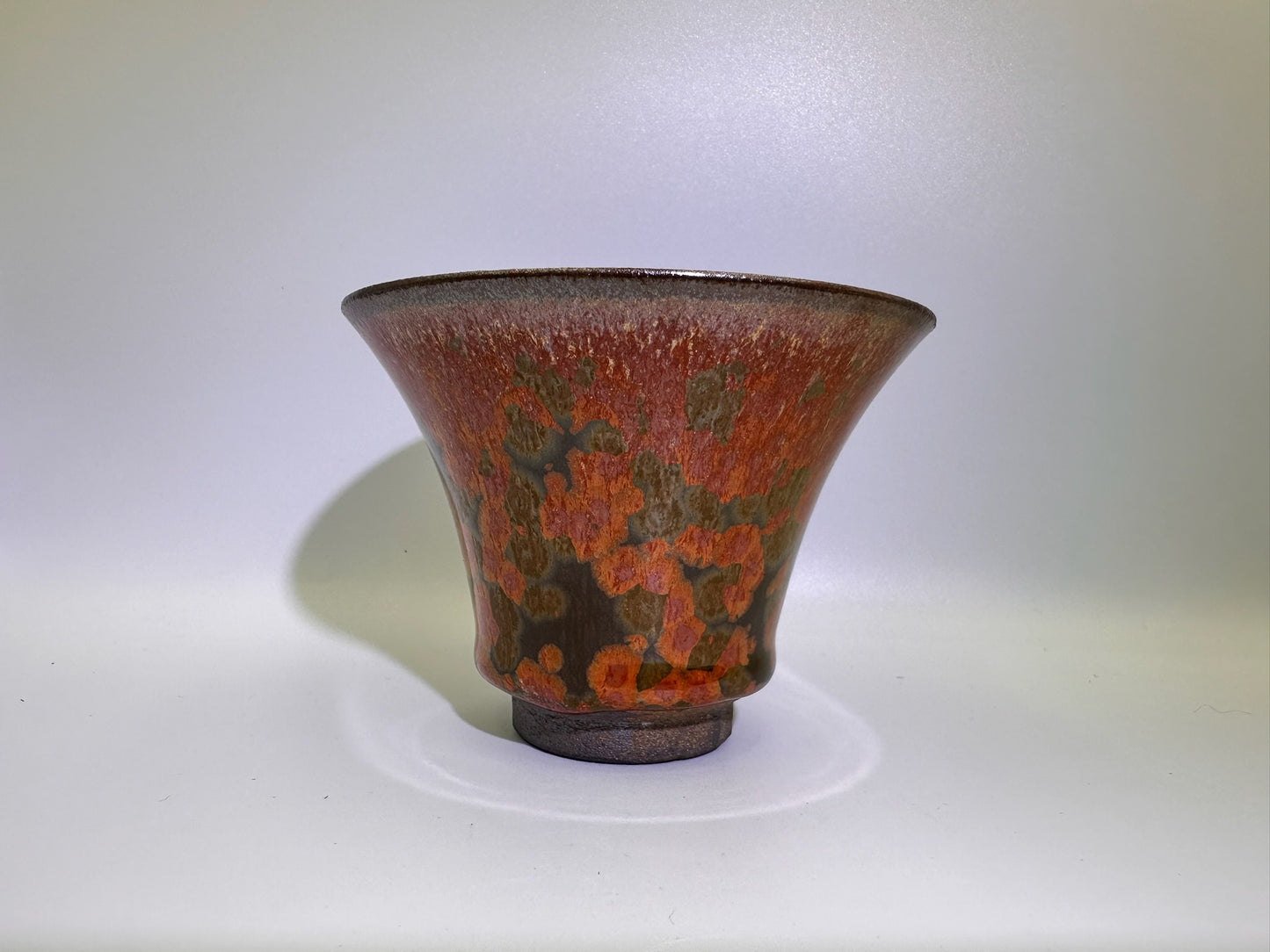 Brown glaze fire phoenix pattern red oil droplet pattern, thin clay body 2-piece Gaiwan set