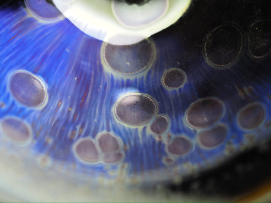 Galaxy-like Dark Purple Yohen Glaze Monk Bowl Shape Cup by FeiXing Studio