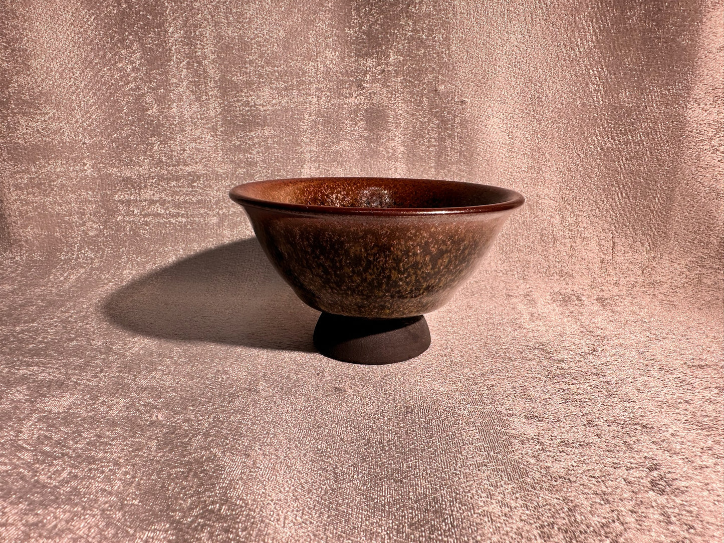 Cup14-Flower moon night pattern black glaze elegant high foot palace bow shape cup