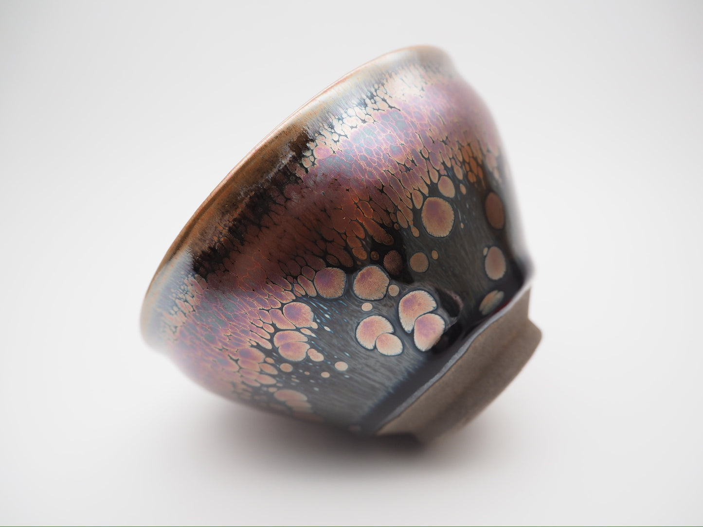 Pink Flower Oil-droplet Tied-month Shape Cup