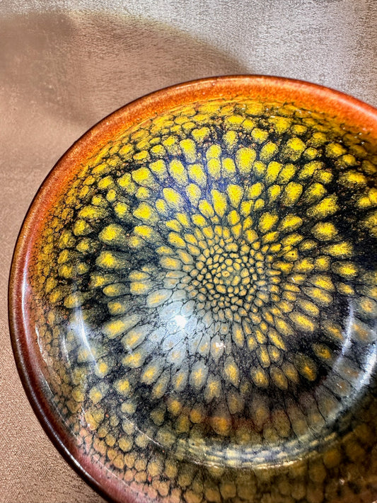 Black glaze golden partridge feather pattern ox-blood red emperor style cup, JiPeiJu